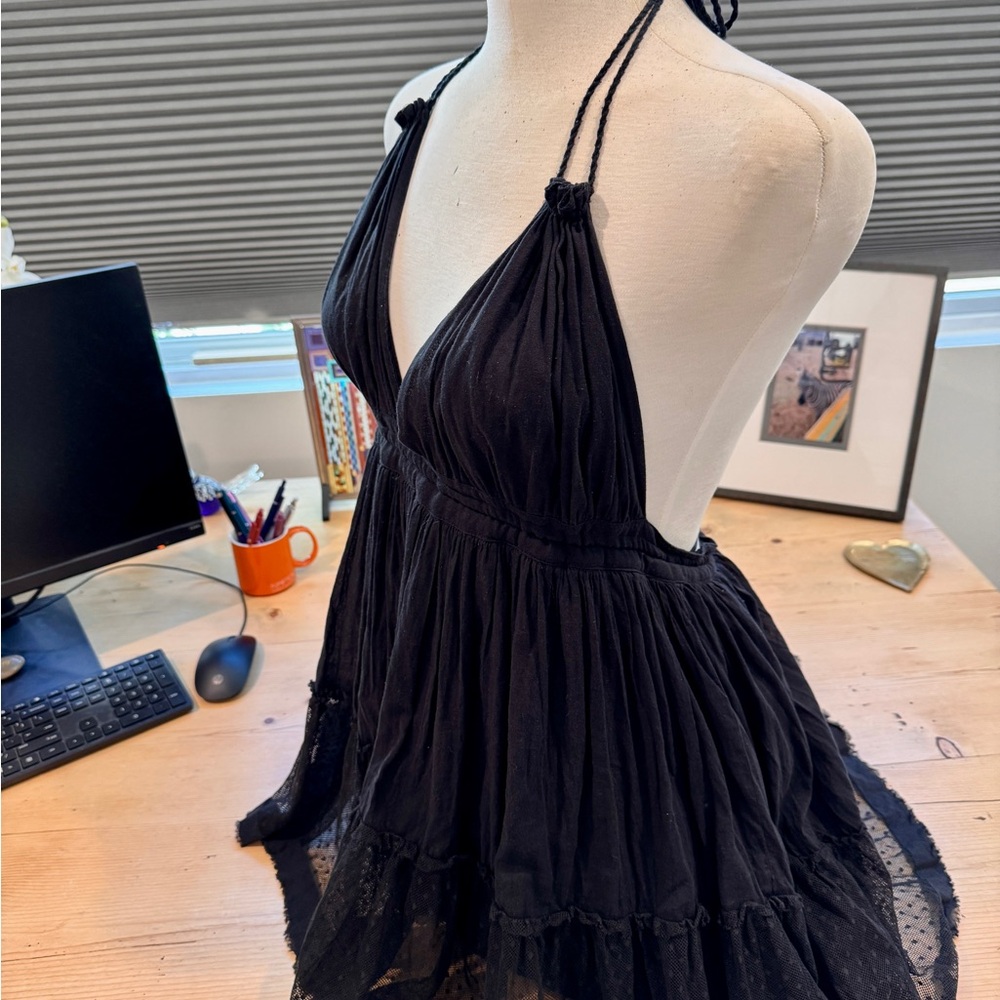 Libertine Boutique Dress Strappy Halter Neck Large Women Black Boho